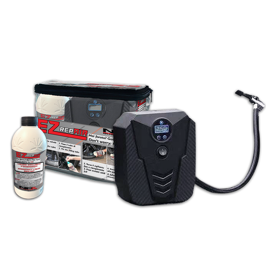 NPK EZ Tyre Repair Kit - Includes 12 volt compressor, 500ml sealing liquid, valve adapter